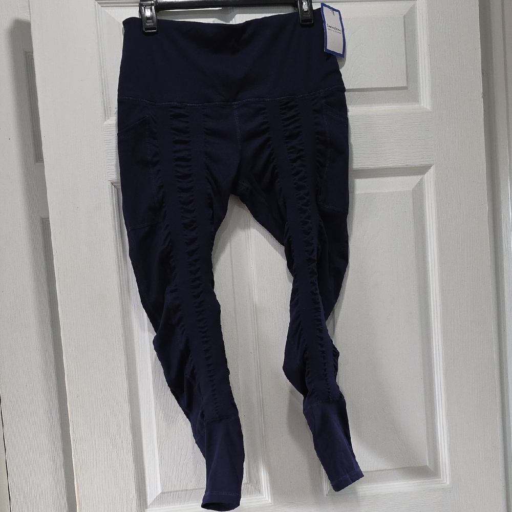 NWT Sweetflexx Resistance Band Women's Navy Leggings w/pockets